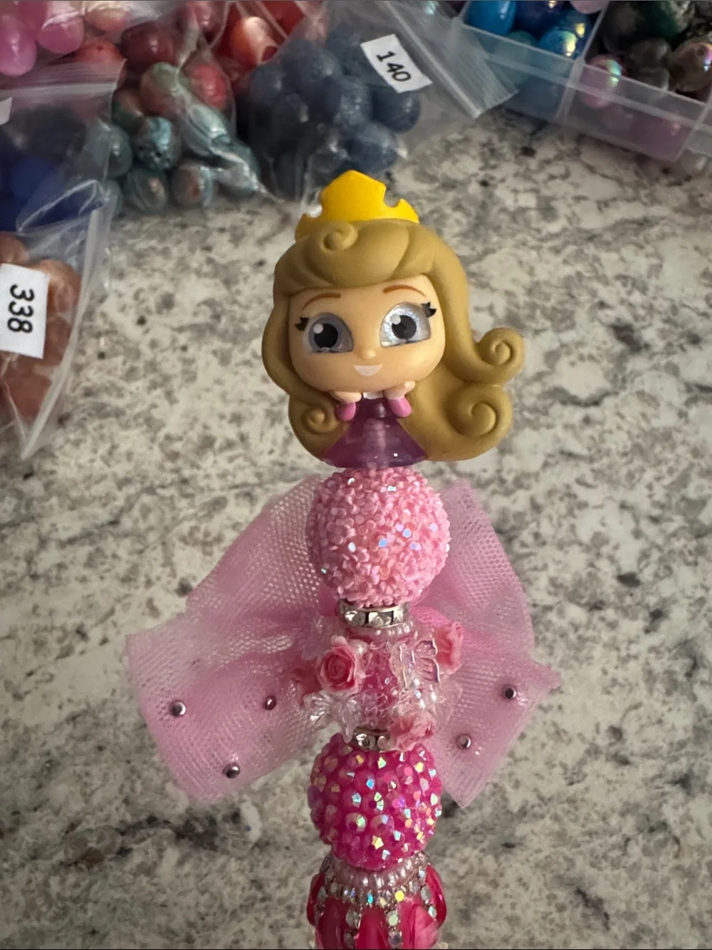 NWOT Disney Doorables Jeweled Princess Aurora Beaded Pen Handmade by Me